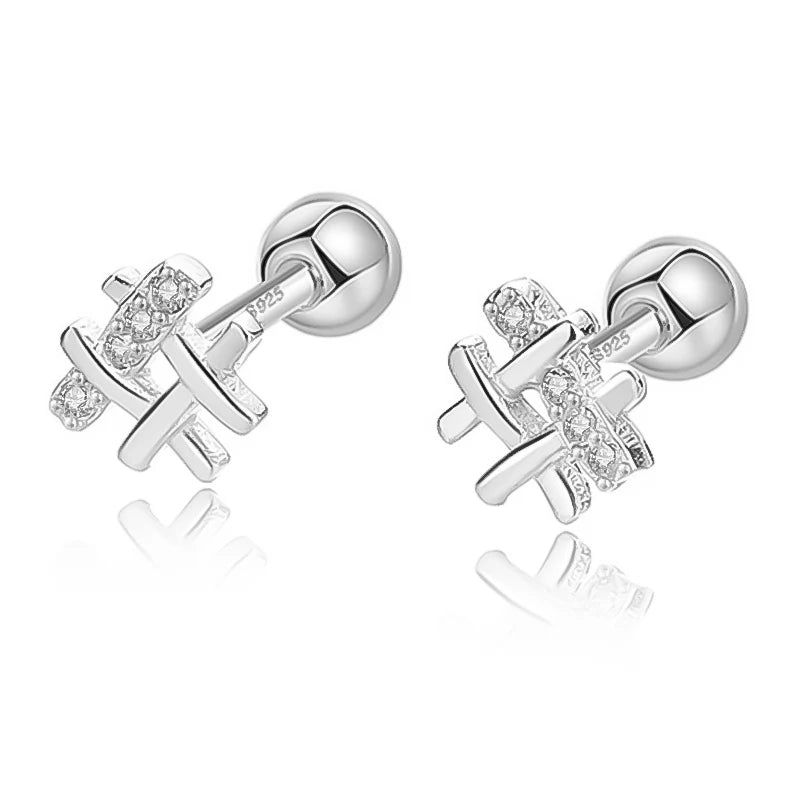925 Silver CZ Bead Stud Earrings for Girls DG0015