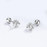 925 Silver CZ Bead Stud Earrings for Girls DG0015