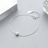 Davis 925 Sterling Silver Pearl Beads Chain Bracelet