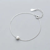 Davis 925 Sterling Silver Pearl Beads Chain Bracelet
