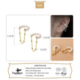 Davis 925 Sterling Silver Pearl Chain Clip Earrings Wedding Jewelry