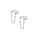 Davis 925 Sterling Silver Pearl Chain Clip Earrings Wedding Jewelry