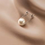 TrustDavis 925 Silver Synthesis Pearl Chain Stud Earring Wedding Jewelry