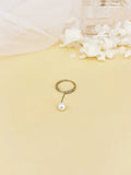 Davis 925 Silver Pearl CZ Chain Ring Women Wedding Party Fine Jewelry