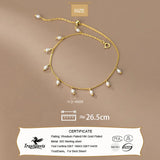 925 Silver Synthetic Pearl Tassel Anklets For Women Fine Jewelry