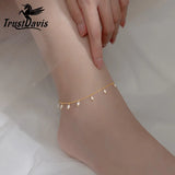 925 Silver Synthetic Pearl Tassel Anklets For Women Fine Jewelry