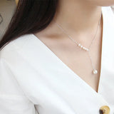 TrustDavis 925 Sterling Silver Tassel Pearl Necklace For Women Wedding
