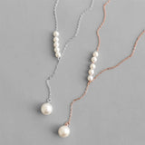 TrustDavis 925 Sterling Silver Tassel Pearl Necklace For Women Wedding