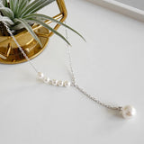 TrustDavis 925 Sterling Silver Tassel Pearl Necklace For Women Wedding