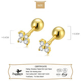 Davis 925 Sterling Silver Triangle Flower CZ Stud Earrings Wedding Jewelry