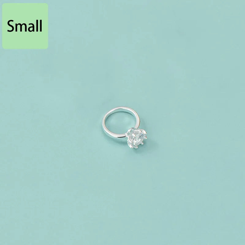 Real 925 Sterling Silver Zircon CZ Ring Charm Pendant DIY Fine Jewelry
