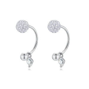 TrustDavis 925 Silver Ball CZ Stud Earrings Wedding Party S925 Jewelry