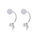 TrustDavis 925 Silver Ball CZ Stud Earrings Wedding Party S925 Jewelry