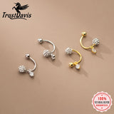 TrustDavis 925 Silver Ball CZ Stud Earrings Wedding Party S925 Jewelry