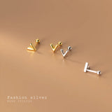 925 Sterling Silver V Shape Maple Leaf Stud Earrings
