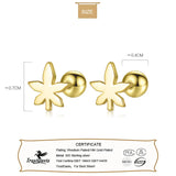 925 Sterling Silver V Shape Maple Leaf Stud Earrings