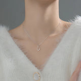 TrustDavis 925 Silver Water Drop CZ Choker Necklace