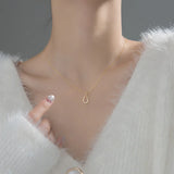 TrustDavis 925 Silver Water Drop CZ Choker Necklace