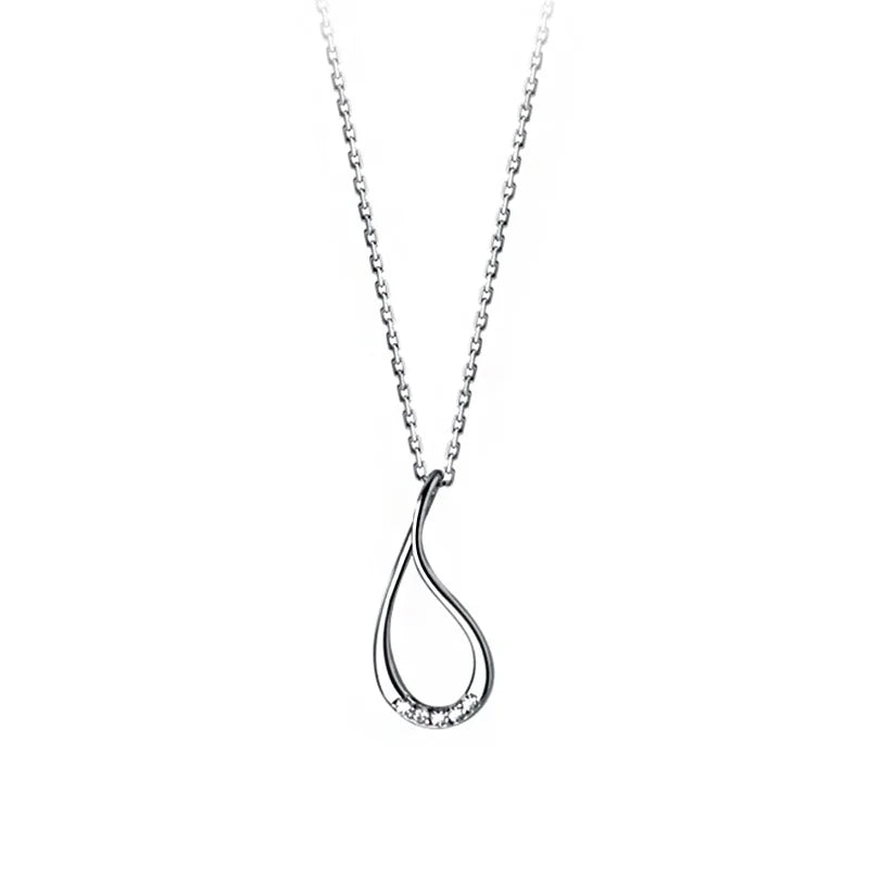 TrustDavis 925 Silver Water Drop CZ Choker Necklace