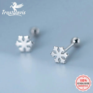 925 Silver Winter Snowflakes Stud Earrings For Women DB380