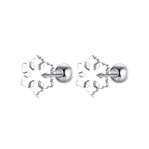 925 Silver Winter Snowflakes Stud Earrings For Women DB380