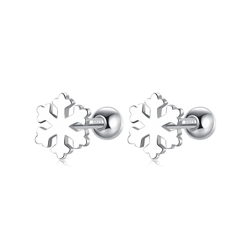 925 Silver Winter Snowflakes Stud Earrings For Women DB380