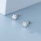 925 Silver Winter Snowflakes Stud Earrings For Women DB380
