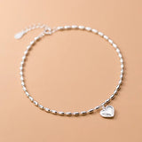 TrustDavis 925 Sterling Silver Sweet Heart Love Anklets For Women