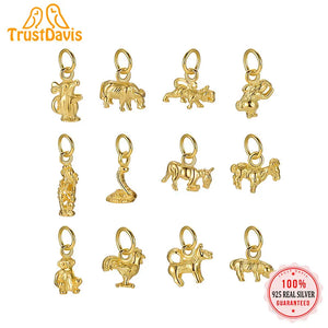 TrustDavis 925 Silver Zodiac Bracelet Pendant for Women Birthday Jewelry DZ830