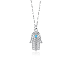 925 Silver Fatima's Hand Devil's Eye Necklace for Women Gift