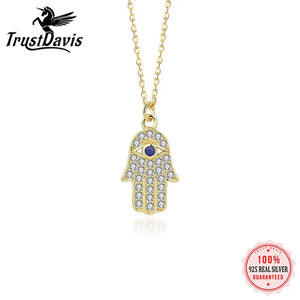 925 Silver Fatima's Hand Devil's Eye Necklace for Women Gift