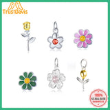 TrustDavis 925 Sterling Silver Flower Necklace Pendant Plant Jewelry Gift