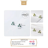 TrustDavis 925 Silver Flower Green CZ Stud Earrings Wedding Jewelry
