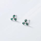 TrustDavis 925 Silver Flower Green CZ Stud Earrings Wedding Jewelry