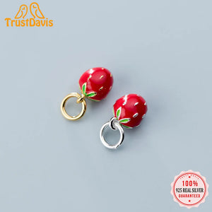 TrustDavis 925 Sterling Silver Strawberry Pendant DIY Necklace Bracelet Accessor
