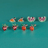 TrustDavis 925 Silver Fruit Zircon CZ Stud Earrings for Girls DF2006