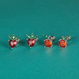 TrustDavis 925 Silver Fruit Zircon CZ Stud Earrings for Girls DF2006