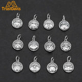 Davis 925 Silver Geometric Round Zodiac Pendant DIY Necklace DZ813