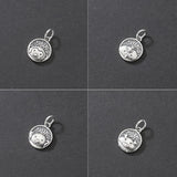 Davis 925 Silver Geometric Round Zodiac Pendant DIY Necklace DZ813