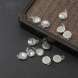 Davis 925 Silver Geometric Round Zodiac Pendant DIY Necklace DZ813