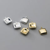 TrustDavis 925 Sterling Silver Geometric Square Pendant DIY Necklace