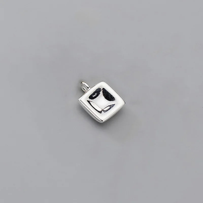 TrustDavis 925 Sterling Silver Geometric Square Pendant DIY Necklace