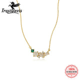 TrustDavis 925 Silver Zircon Necklace Women Charm Birthday Gift