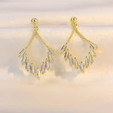 TrustDavis 925 Silver Zircon Stud Earrings 14K Plated, Women's Wedding Jewelry