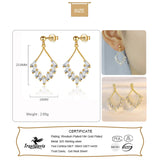 TrustDavis 925 Silver Zircon Stud Earrings 14K Plated, Women's Wedding Jewelry
