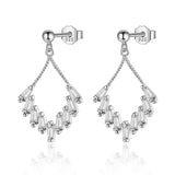 TrustDavis 925 Silver Zircon Stud Earrings 14K Plated, Women's Wedding Jewelry
