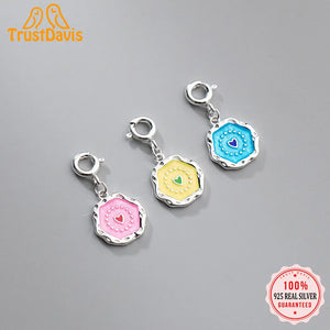 TrustDavis 925 Sterling Silver Heart Charm Pendant for DIY Necklace Bracelet