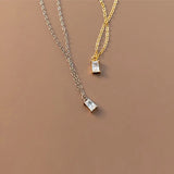 TrustDavis 925 Silver Square CZ Necklace Sweet S925 Jewelry