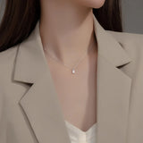 TrustDavis 925 Silver Square CZ Necklace Sweet S925 Jewelry