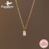 TrustDavis 925 Silver Square CZ Necklace Sweet S925 Jewelry